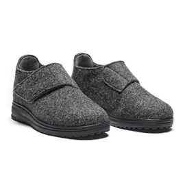 Damehjemmesko i uld med hælkappe og velcrorem fra New Feet